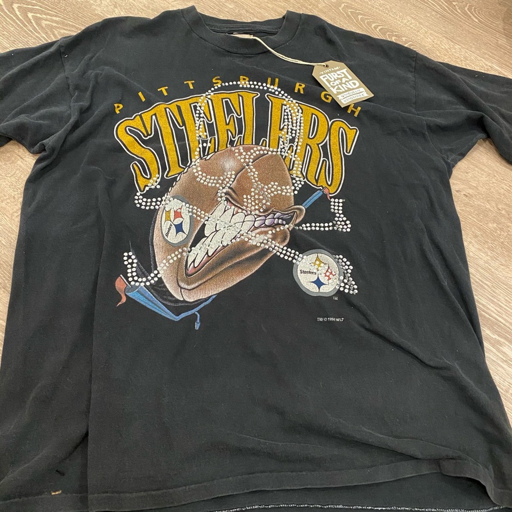 LF Black Pittsburgh Steelers Graphic Tee with Yellow Logo